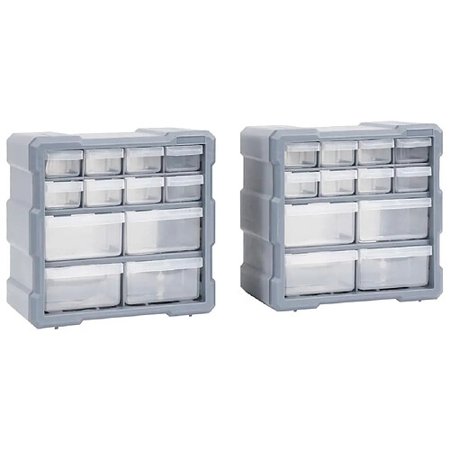 vidaXL Organisateurs multi-tiroirs avec 12 tiroirs 2 pcs 26,5x16x26 cm