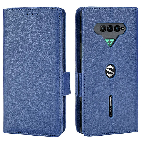 Etui en PU texture litchi, fermoir magnétique avec support, bleu foncé pour votre Xiaomi Black Shark 4/Black Shark 4 Pro