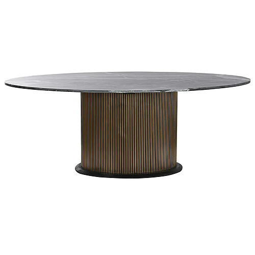 Pegane Table à manger, table de repas ovale en marbre coloris noir - longueur 200 x profondeur 110 x Hauteur 76 cm