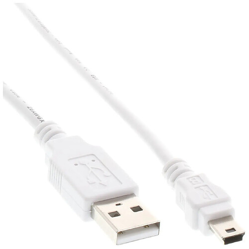 InLine® Mini câble USB 2.0 de type A mâle à Mini-B mâle 5 broches blanc 0.5m