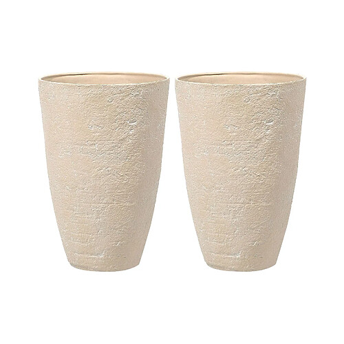 Beliani Lot de 2 pots de fleurs 51 x 51 x 71 cm beige CAMIA