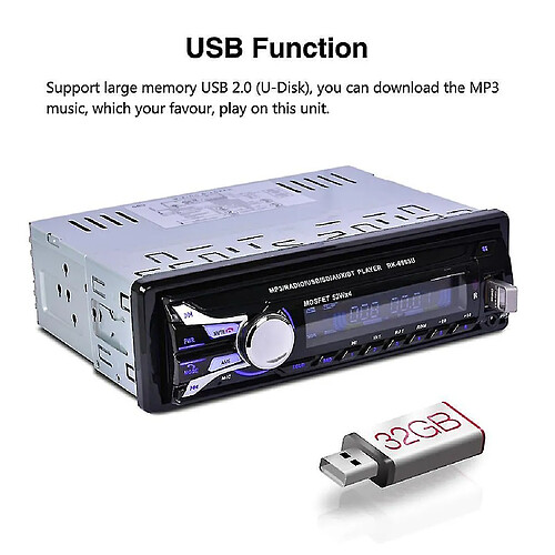 Universal Lecteur de carte SD de voiture lecteur MP3 USB avec panneau amovible bluetooth tuner FM