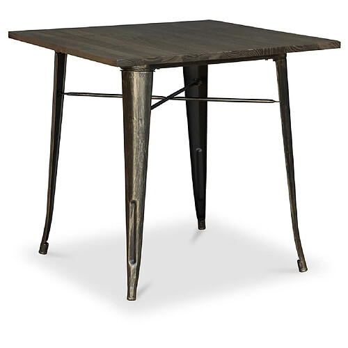 ICONIK INTERIOR Table de salle à manger Stylix - 80 cm - Bois Foncé Bronze métallisé