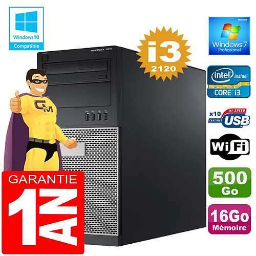 PC Tour DELL 7010 Core I3-2120 Ram 16Go Disque 500 Go Wifi W7 · Occasion