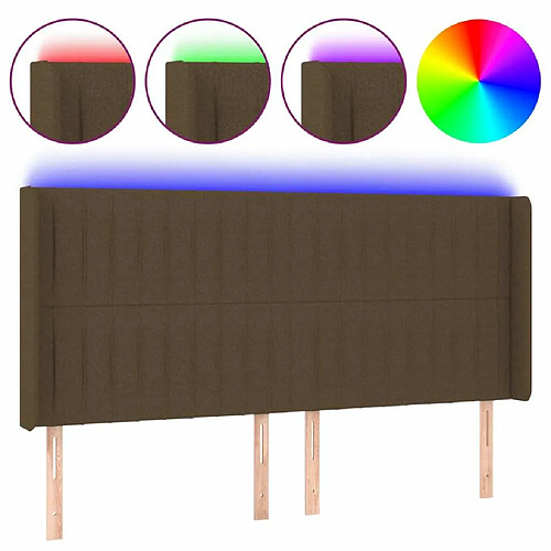 Maison Chic Tête de lit moderne à LED lumineuse pour chambre - Décoration de lit Marron foncé 203x16x118/128 cm Tissu -MN31044