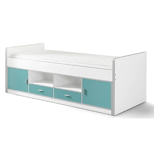 Vipack BONNY Lit capitaine 90x200 Turquoise sans sommier