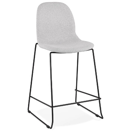 Alterego Tabouret snack mi-hauteur 'EKTOR MINI' en tissu gris clair empilable