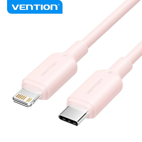 Câble Vention USB 2.0 Type C vers Lightning - Plaqué Nickel - 27W - 3A - Couleur Rose