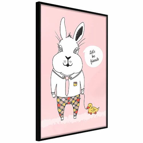 Paris Prix Affiche Murale Encadrée Friendly Bunny 20 x 30 cm Noir