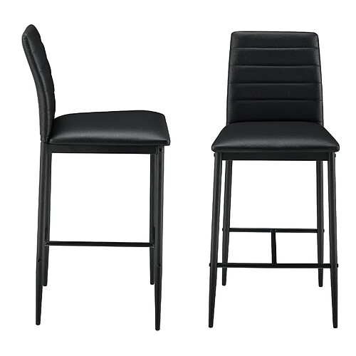 Helloshop26 Lot de 2 tabourets de bar chaises avec pieds en acier assise synthétique et hauteur d'assise 66 cm noir 03_0005787