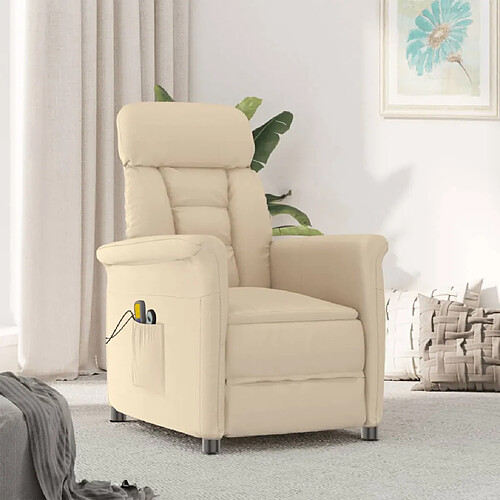 vidaXL Fauteuil de massage électrique Crème Similicuir daim