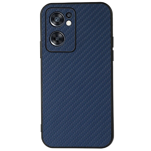 Coque en TPU + PU anti-scratch, texture en fibre de carbone, bleu pour votre Oppo Reno7 SE 5G