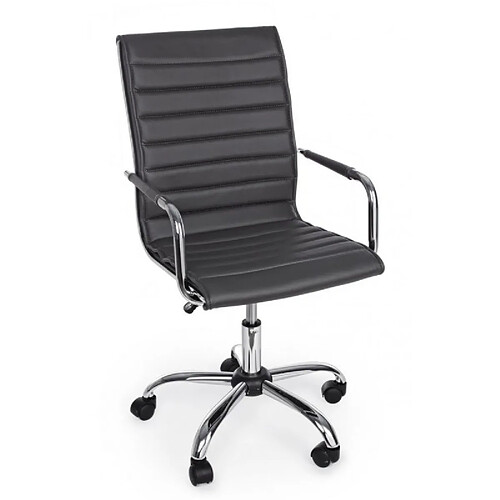 Webmarketpoint Fauteuil de bureau avec accoudoirs Perth gris foncé en éco-cuir