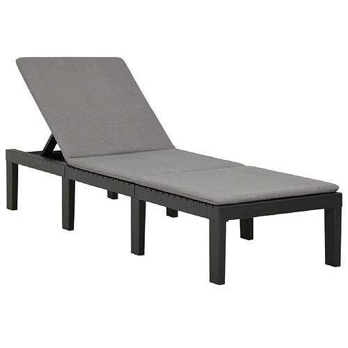 Maison Chic Chaise longue avec coussin | Bain de soleil Relax | Transat Plastique Anthracite -GKD56372