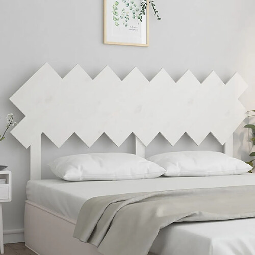 Maison Chic Tête de lit scandinave,Meuble de chambre Blanc 159,5x3x80,5 cm Bois massif de pin -MN19047