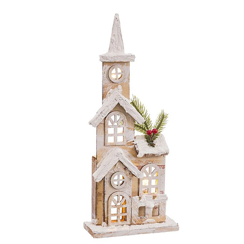 BigBuy Home Accesoires pour crèche de Noël Naturel Église 16 x 8 x 38 cm