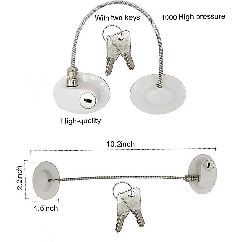 Universal Verrouillage de réfrigérateur de 2 PC avec 4 touches, Formt de serrures de verrouillage de porte du réfrigérateur Restaurateur de câble adhésif Formt