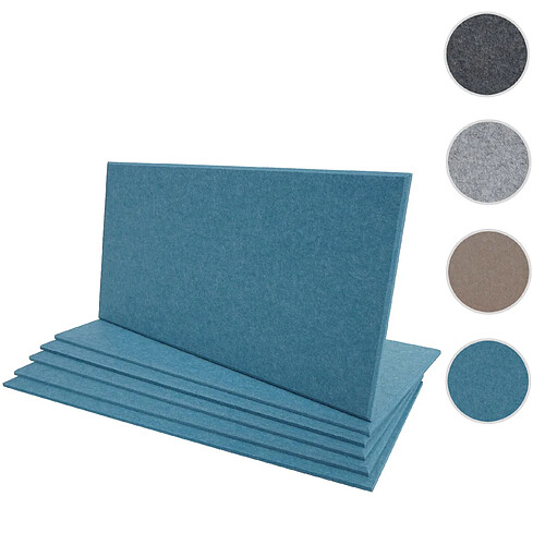 Mendler Lot de 6 panneaux muraux acoustiques HWC-L52, panneaux muraux acoustiques, insonorisant 1qm surface 60x30cm ~ bleu