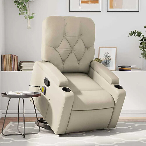 vidaXL Fauteuil inclinable de massage Crème Similicuir