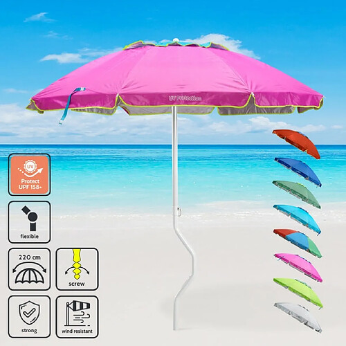 Parasol de plage léger visser protection uv GiraFacile 220 cm Apollo