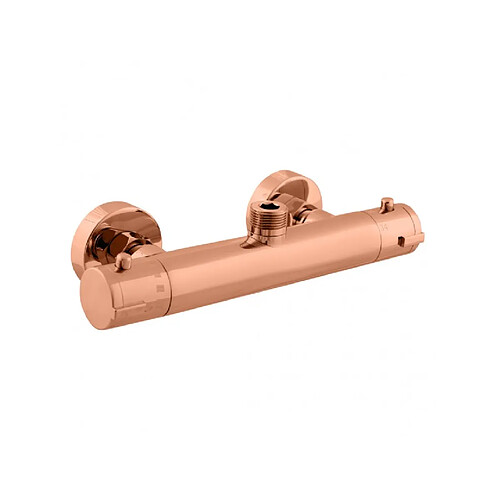 Rav Mitigeur douche mural thermostatique en laiton rose gold brossé - sortie haut