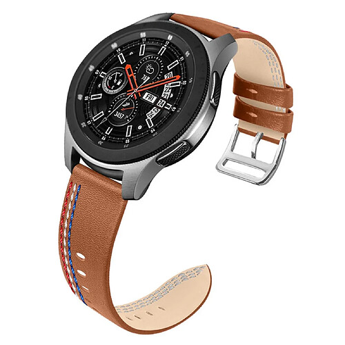 Bracelet en cuir véritable marron pour votre Samsung Galaxy Watch3 45mm/Watch 46mm