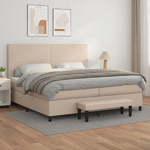 vidaXL Sommier à lattes de lit avec matelas Cappuccino 200x200 cm