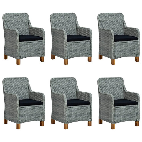 Maison Chic Mobilier à dîner 7 pcs et coussins- Ensemble table et chaises d'extérieur - Salon/Mobilier de jardin classique Résine tressée Gris clair -MN11400