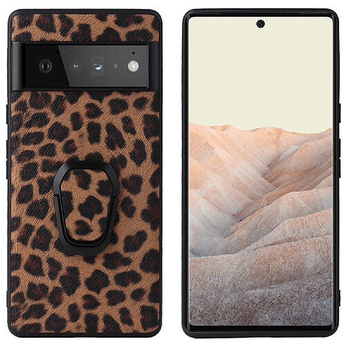 Coque en TPU + PU avec béquille, texture léopard/marron foncé pour votre Google Pixel 6