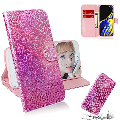 Wewoo Housse Coque Pour Galaxy Note 9 couleur solide boucle magnétique coloré horizontale étui en cuir PU avec titulaire et fentes cartes et portefeuille et lanière rose