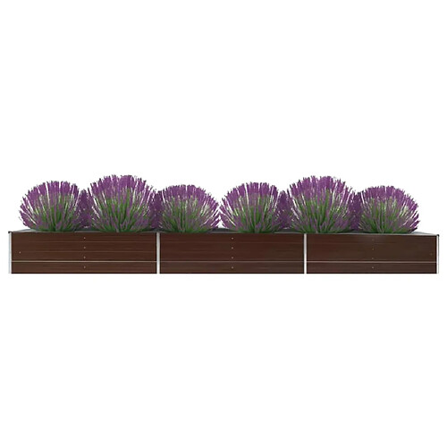 vidaXL Lit surélevé de jardin Acier galvanisé 480x80x45 cm Marron