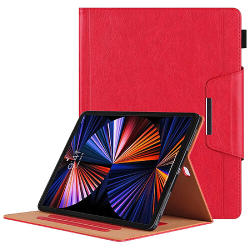 Etui en PU avec support et porte-cartes rouge pour votre Apple iPad Pro 12.9 pouces (2021)/(2020)/(2018)