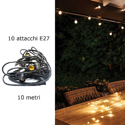 Chaîne d'ampoules 10 mètres E27 étanche IP65 LED lumières Chaîne de lumières pour la lumière décorative extérieure 230V COULEUR NOIRE