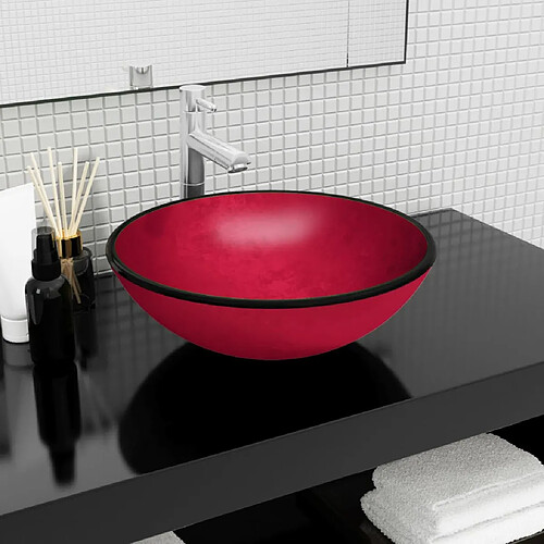 vidaXL Lavabo Verre trempé 42x14 cm Rouge