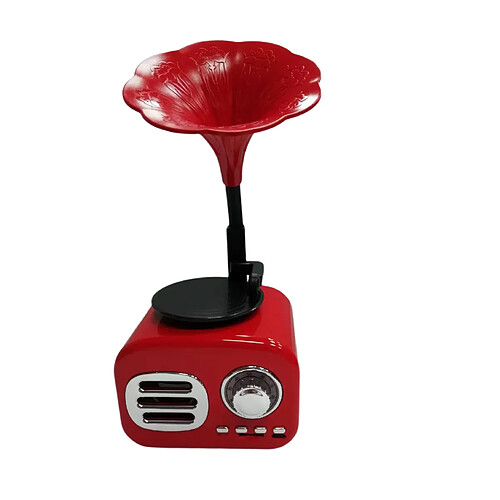 General Haut-parleur Bluetooth rétro, mini phonographe en forme de phonographe haut-parleur Bluetooth, audio 3,5 mm Blue Tooth 4.2 Aux-in/USB Flash Drive pour la maison, l'extérieur, les voyages, les fêtes, les cadeaux (rouge)