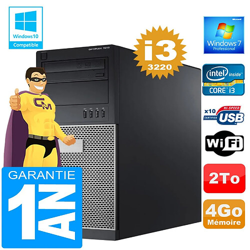 PC Tour DELL 7010 Core I3-3220 Ram 4Go Disque 2 To Graveur DVD Wifi W7 · Occasion