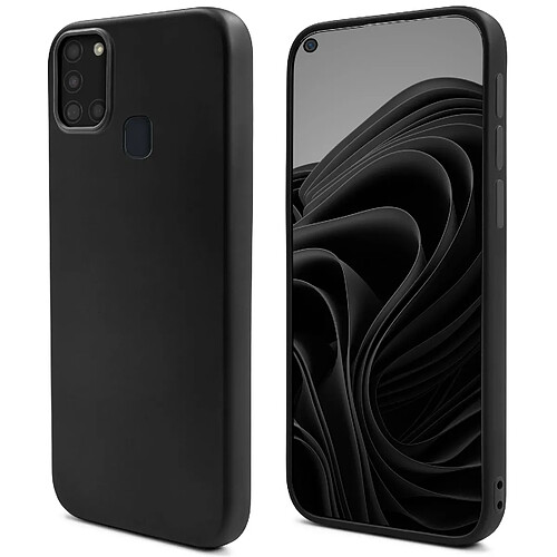 Moozy Lifestyle. Coque conçue pour Samsung A21s, noir – Coque en silicone liquide avec finition mate et doublure en microfibre douce.