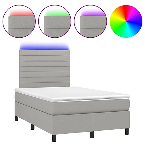 Maison Chic Lit adulte- Lit + matelas + LED,Sommier à lattes de lit matelas LED gris clair 120x190 cm tissu -GKD50501