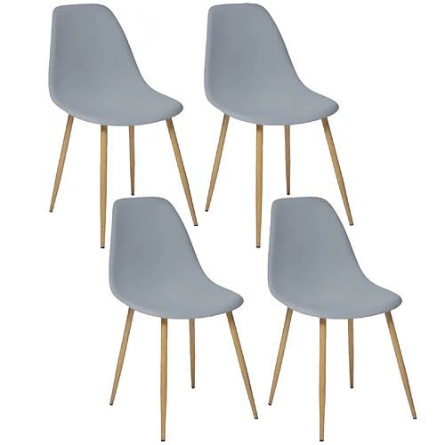 Toilinux Lot de 4 Chaises design scandinave Taho - Gris