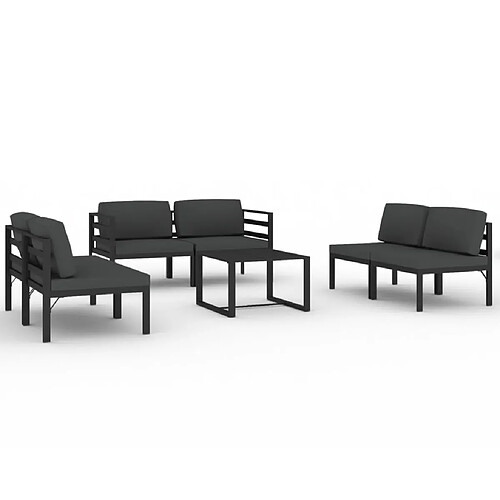 Maison Chic Ensemble Tables et chaises d'extérieur 7pcs avec coussins,Salon de jardin Aluminium Anthracite -GKD590536