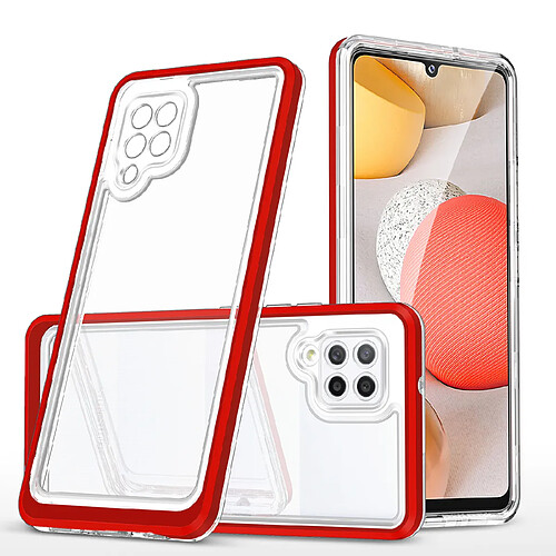 Ozzzo coque transparente 3 en 1 pour samsung galaxy a42 5g frame gel cover rouge