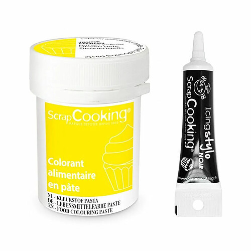 Scrapcooking Colorant alimentaire en pâte 20 g Jaune citron + Stylo de glaçage noir