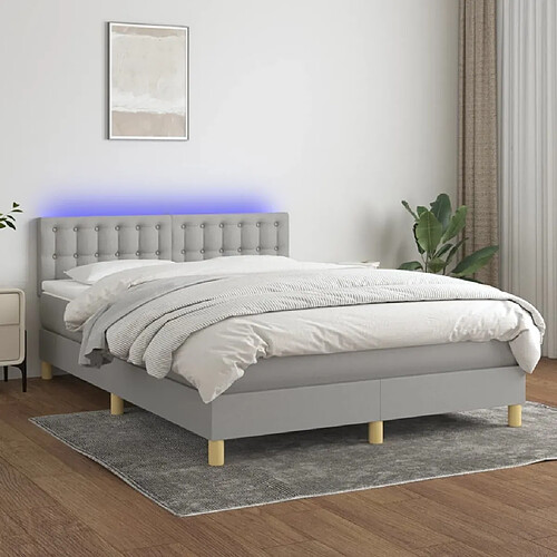 Sommier à lattes,Cadre à lattes de lit et matelas et LED pour Adulte Gris clair 140x190 cm -MN71855