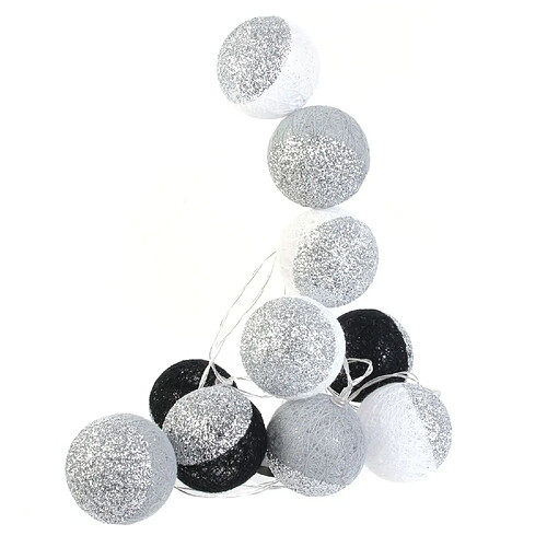 The Home Deco Factory Guirlande lumineuse 10 LED Boule Céleste - L. 192 cm - Argent et noir