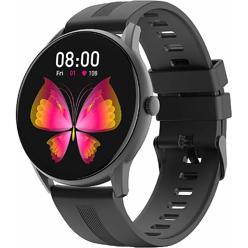 Vendos85 montre fitness ronde hommes avec podomètre IP68 étanche noir