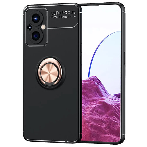 Coque en TPU anti-chocs avec béquille à anneau magnétique, noir/rose or pour votre OnePlus Nord N20 5G