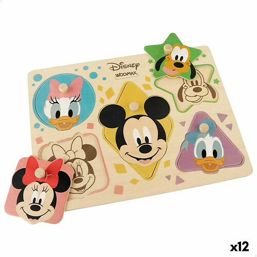 Puzzle enfant en bois Disney + 2 Ans 5 Pièces (12 Unités)