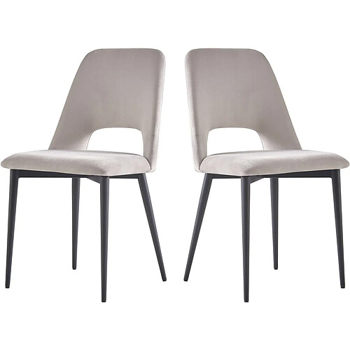 Habitat Et Jardin Lot de 2 chaises en velours Fedora - Gris clair