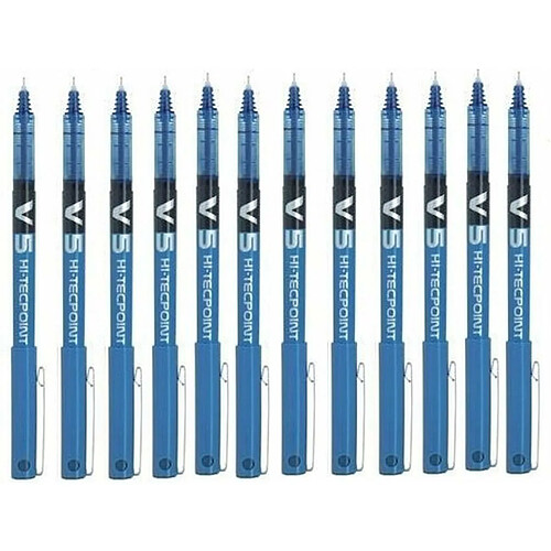 Biros à encre liquide Pilot Roller V-5 Bleu 12 Unités