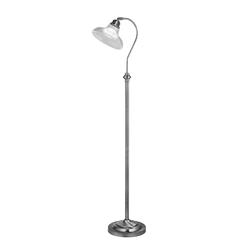 Searchlight Lampadaire Argent Satiné, Verre Style Holphane